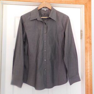 Foxcroft Womens Wrinkle Free Shaped‎ Fit Gray Button-Up Long Sleeves Sz 12